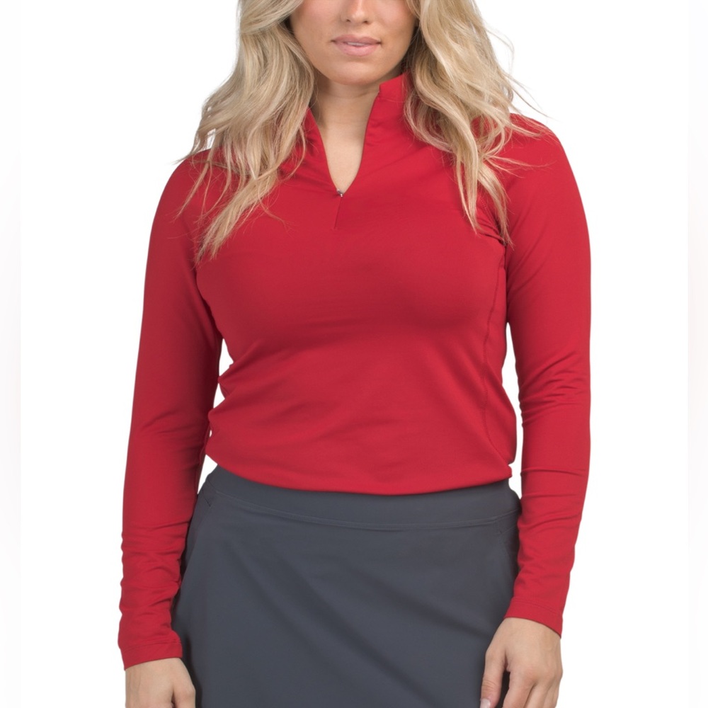 New Peter Millar Women's Raglan-Sleeve Perth Layer  Crimson red